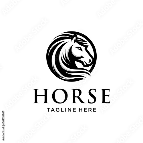 Horse Head Vector Silhouette. Horse Head Mascot Logo Design. Can be used for business and company branding.