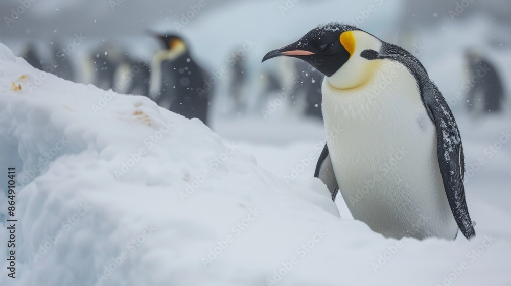 Obraz premium Emperor Penguin in Antarctic Snow
