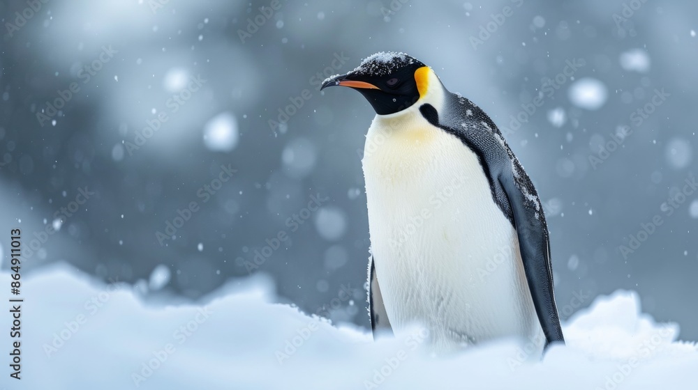 Naklejka premium Emperor Penguin in Antarctic Snow
