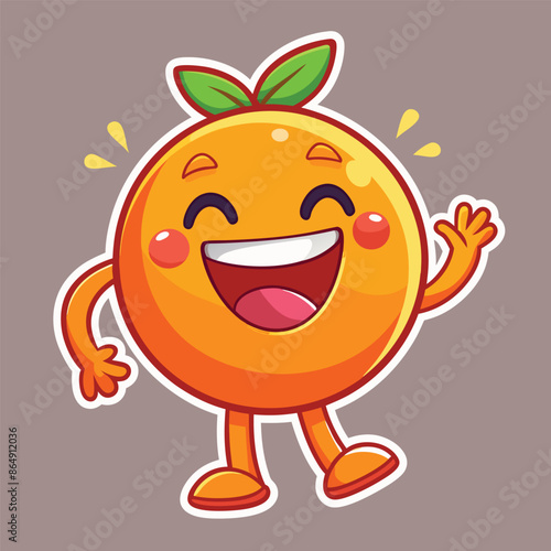 happy fun orange character sticker 