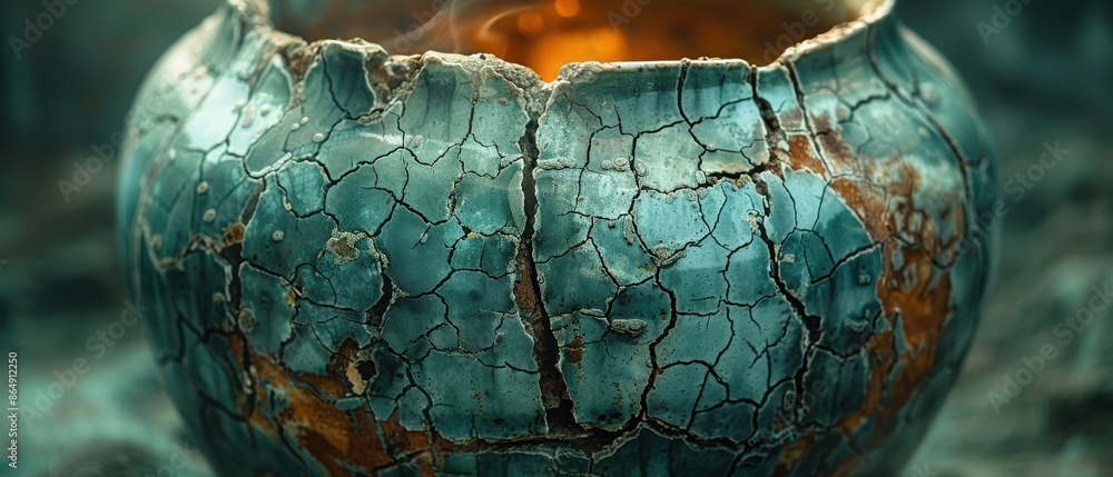 Detailed image of cracks in an ancient ceramic vase. Detailed image of cracks in an ancient ceramic vase.