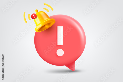 Speech cloud with ringing bell. Vector 3d illustration