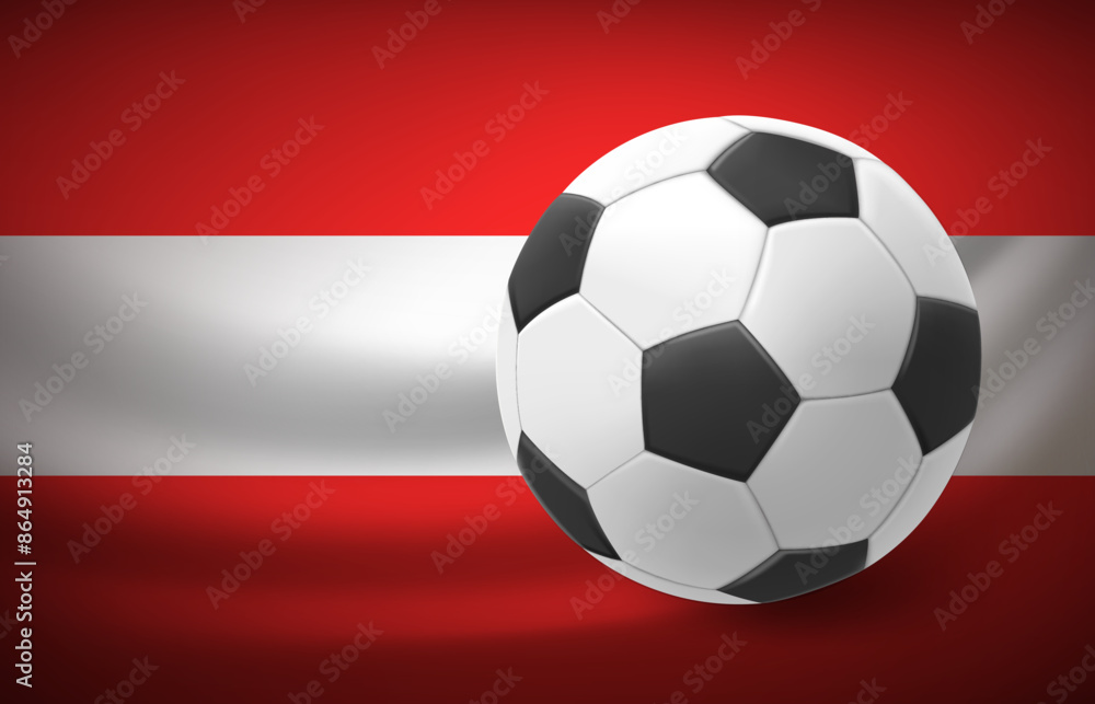 Flag of Austria with soccer ball. National football team concept. 3d vector illustration Flag of Austria with soccer ball. National football team concept. 3d vector illustration