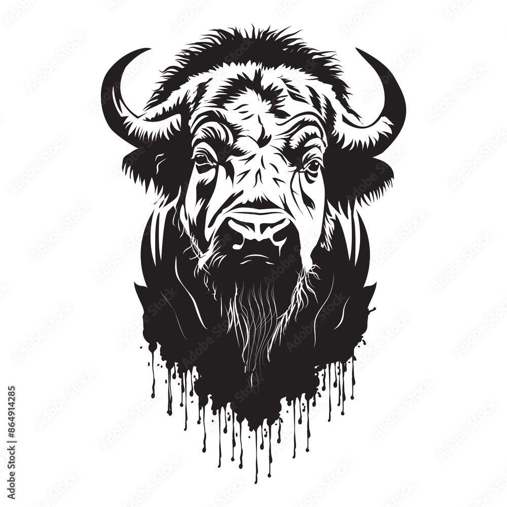 A vector illustration of a powerful African buffalo, ideal for t-shirt stencil printing, logos, and digital designs. Capture rugged detail and wild strength in your projects A vector illustration of a powerful African buffalo, ideal for t-shirt stencil printing, logos, and digital designs. Capture rugged detail and wild strength in your projects