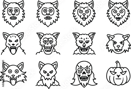 werewolf icon set