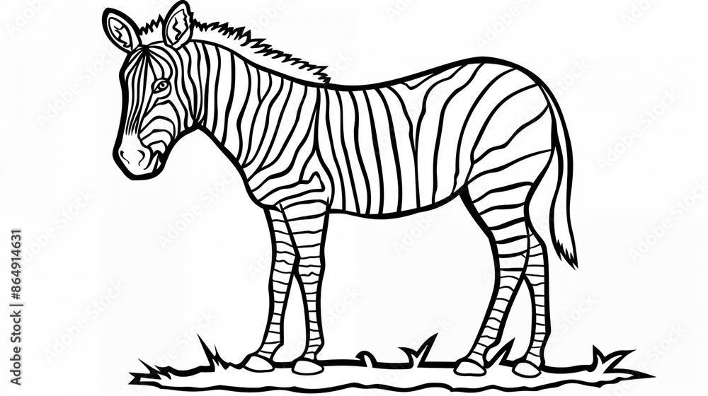 Fototapeta premium Cartoon zebra, outlined for coloring.