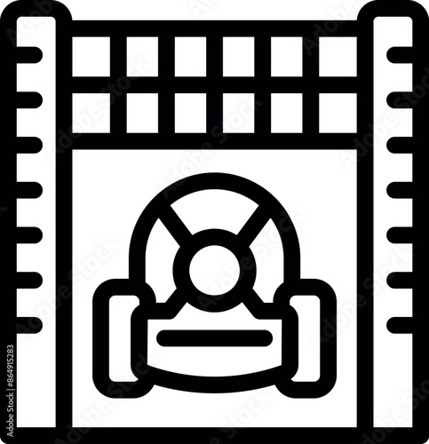 Line drawing of a robotic lawnmower working inside the perimeter