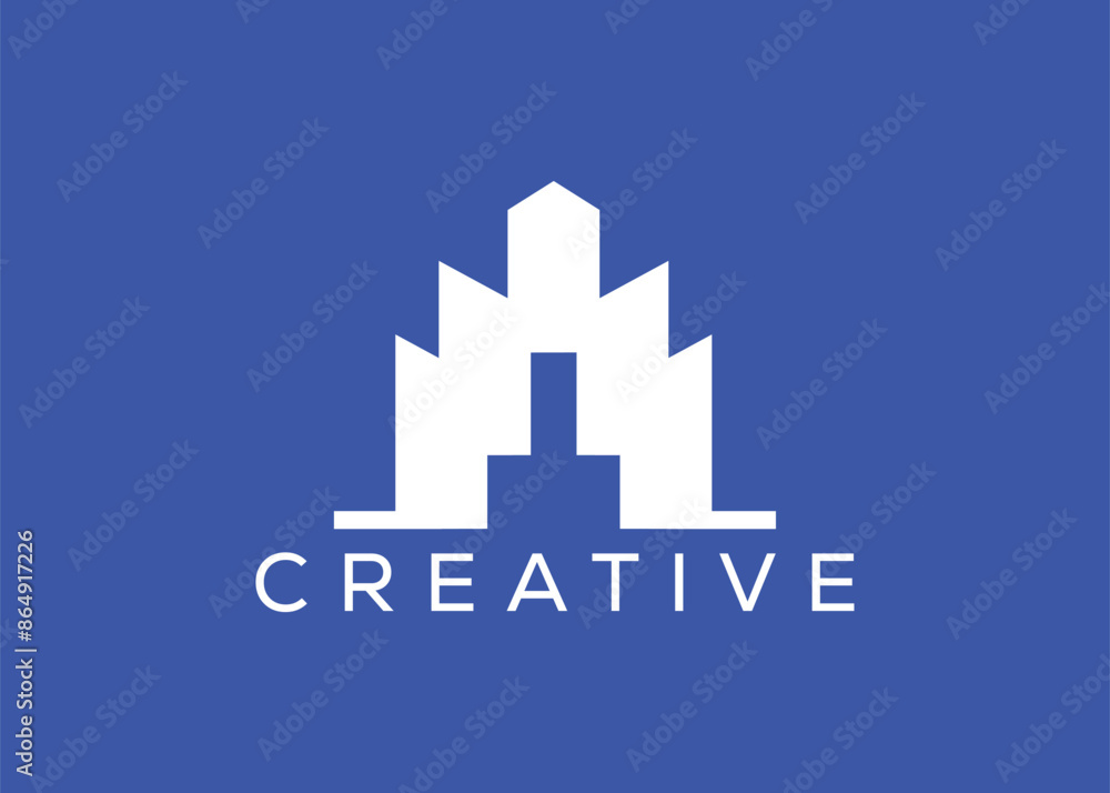 Creative and minimal home real estate logo template. Blue House logo Creative and minimal home real estate logo template. Blue House logo