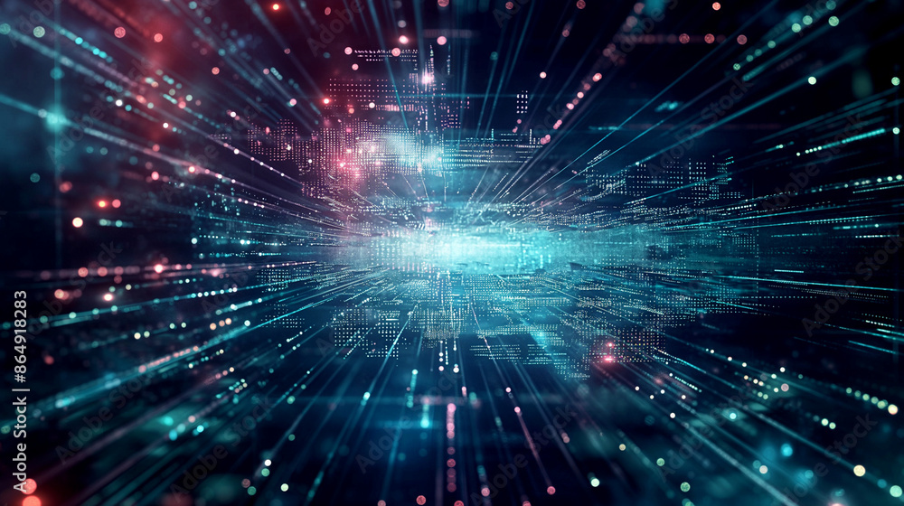 Futuristic digital data network with light trails. Generative AI Futuristic digital data network with light trails. Generative AI