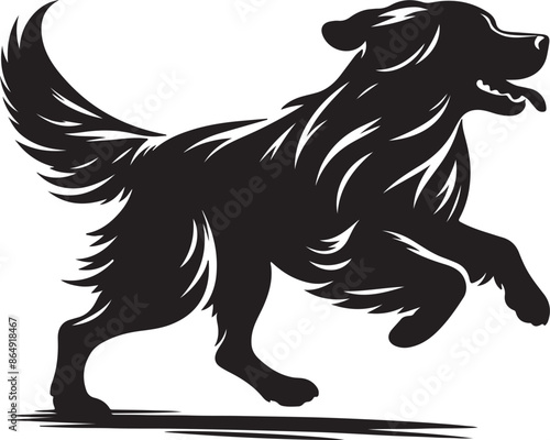 A running dog silhouette vector design with white background
