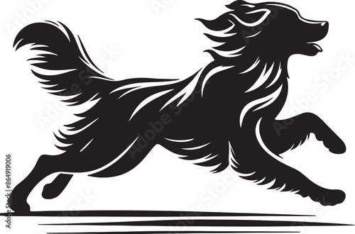A running dog silhouette vector design with white background
