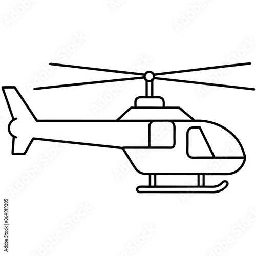 helicopter outline coloring book page line art illustration digital drawing