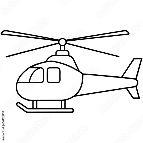 helicopter outline coloring book page line art illustration digital drawing