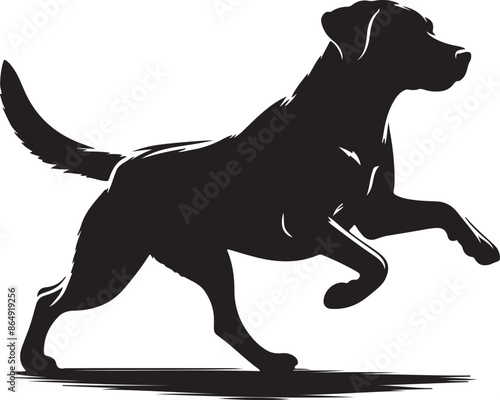 A running dog silhouette vector design with white background
