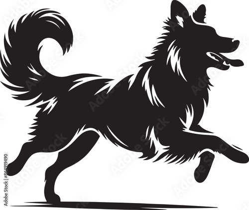 A running dog silhouette vector design with white background
