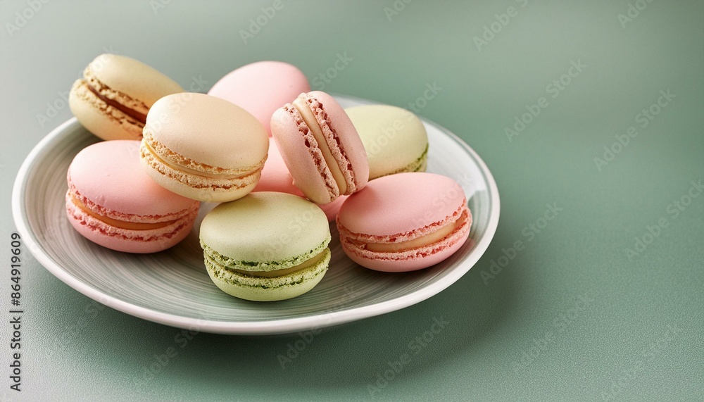 Fototapeta premium Colorful french macarons in plate