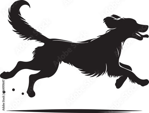 A running dog silhouette vector design with white background
