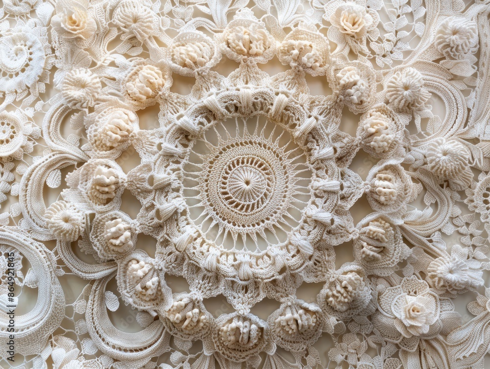 Detailed shot of the intricate patterns in a piece of crochet work, 8K, Full HD. Detailed shot of the intricate patterns in a piece of crochet work, 8K, Full HD.