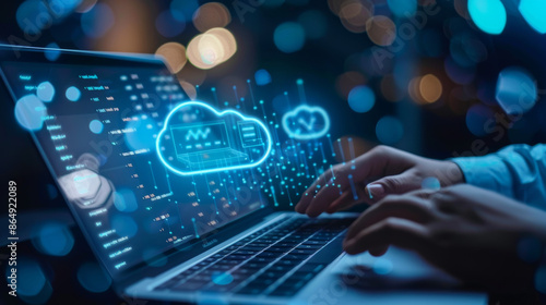 Laptops can connect to cloud networks, which are online storage and data transfer services. Cloud technology allows businesses to easily share and access data from anywhere.