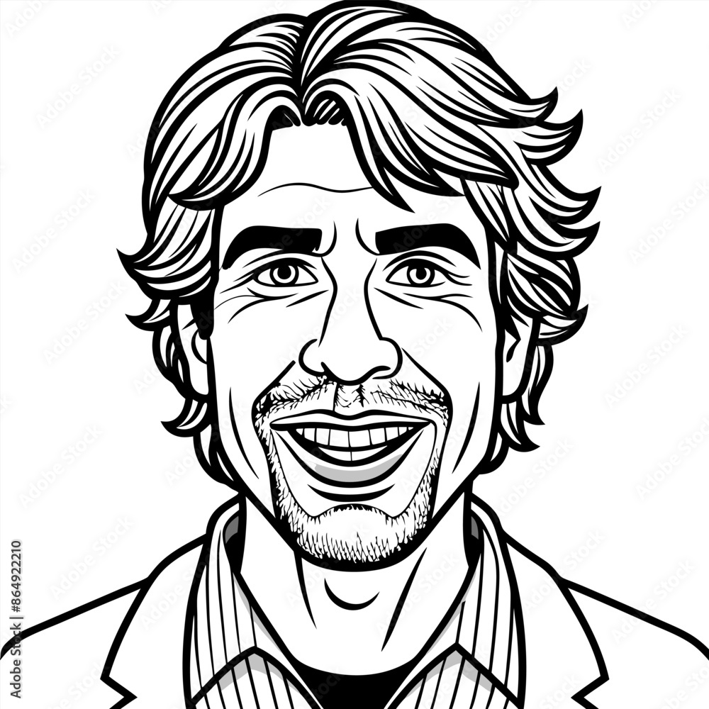 a cartoon drawing of a man with a smile a cartoon drawing of a man with a smile