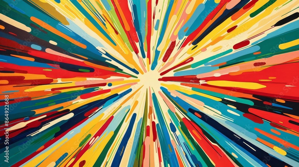 Colorful abstract design with radiating lines and shapes in vibrant hues of red Colorful abstract design with radiating lines and shapes in vibrant hues of red