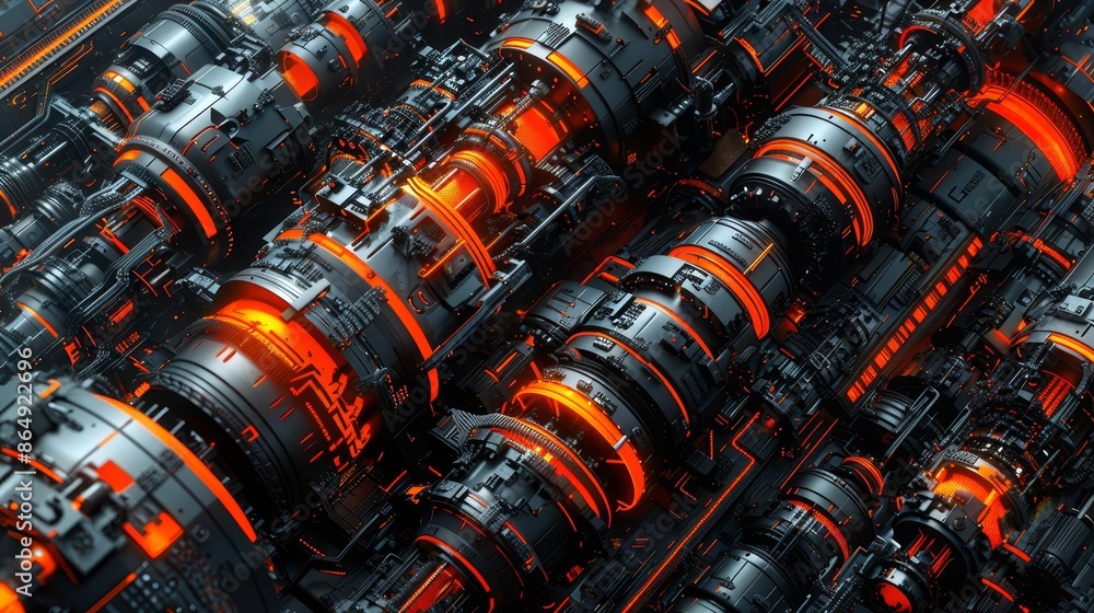 Fototapeta premium Futuristic abstract art with a dark industrial theme