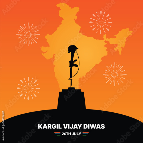 Kargil Vijay Diwas celebration concept, banner, poster, post, greeting vector illustration