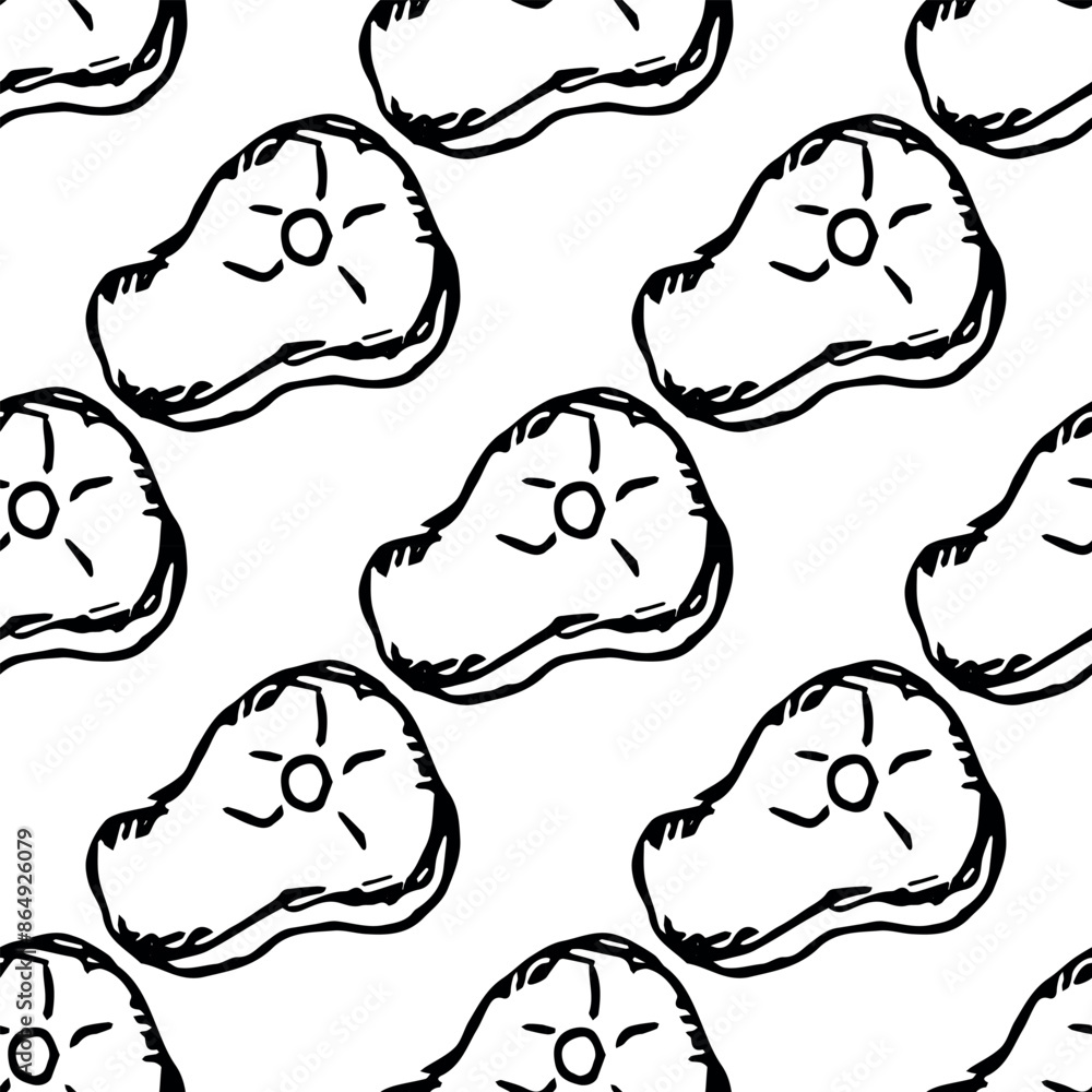 Seamless steak pattern. Drawn meat background Seamless steak pattern. Drawn meat background
