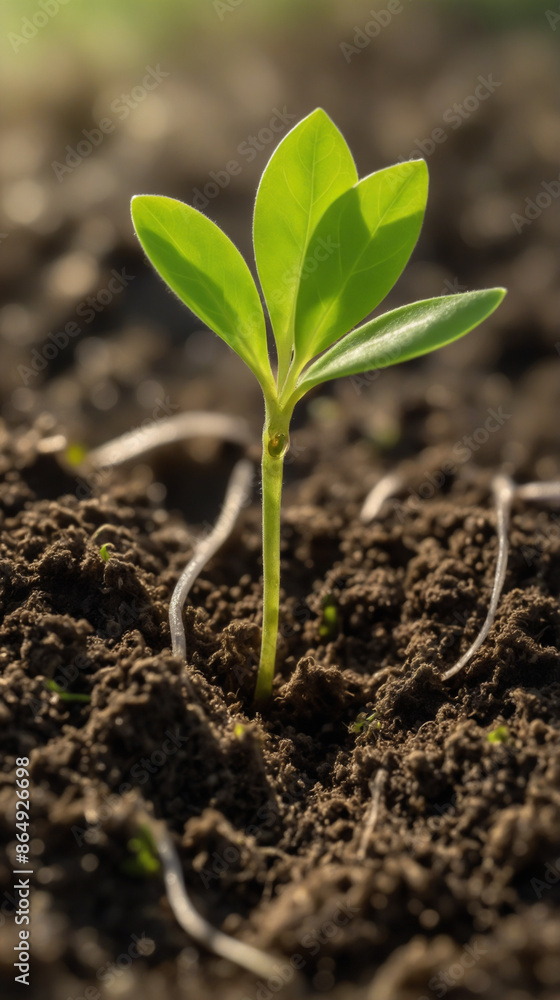 Fototapeta premium Young plant growing in soil