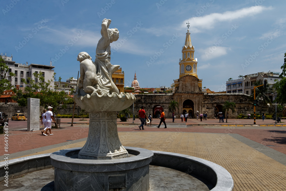 Fototapeta premium Cartagena de Indias, historyczne miasto w Kolumbii na wybrzeżu Morza Karaibskiego