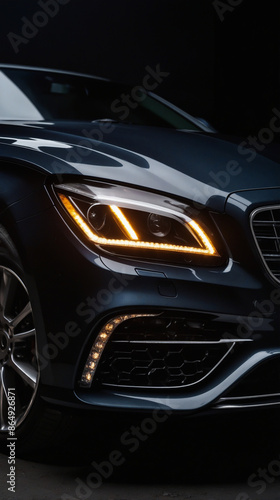 Close up of car headlight