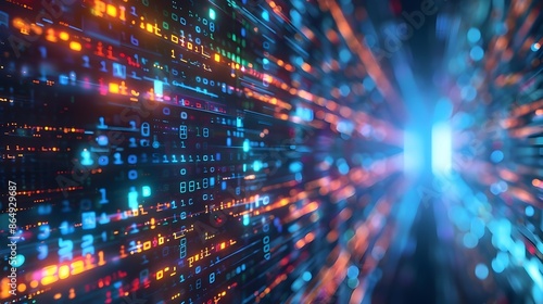 Wallpaper Mural Mesmerizing Digital Code Wallpaper with Vibrant Lights and Flowing Data Streams Torontodigital.ca