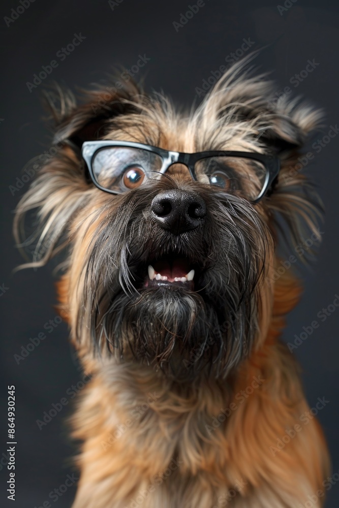 A playful dog with glasses on its face A playful dog with glasses on its face