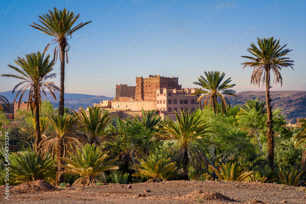 Ait Taleb kasbah in a palm grove, Skoura, Morocco