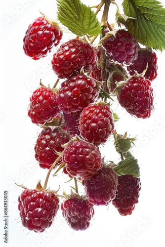 Wallpaper Mural A bunch of ripe raspberries hang from a natural branch, ideal for food or decoration Torontodigital.ca
