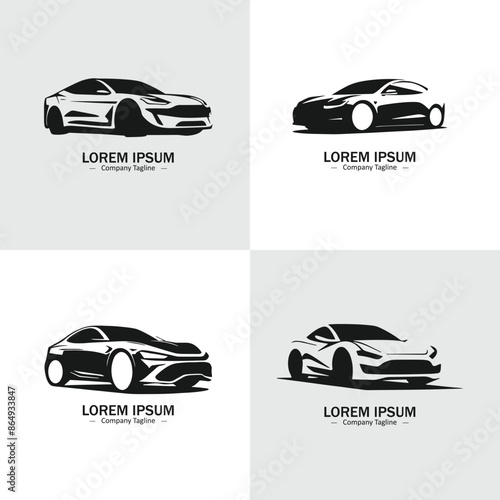 Set of Car silhouettes. Suitable for logo, emblem, pattern, typography etc. Isolated on white background. Vector illustration