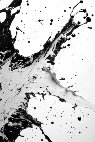 A close-up shot of a splash of liquid in black and white