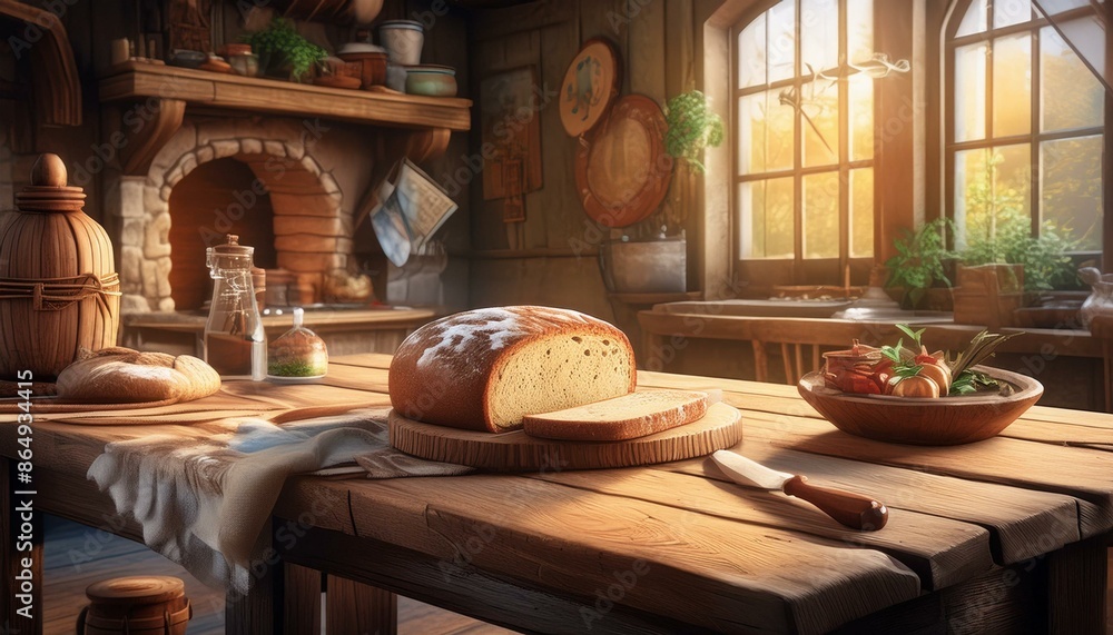 sandwich bread on a wooden table in a rustic style kitchen sandwich bread on a wooden table in a rustic style kitchen