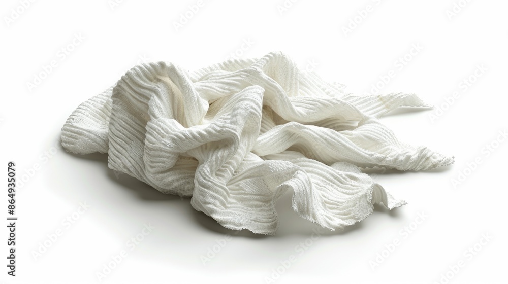 Obraz premium A close-up view of a pile of white yarn sitting on a white background, perfect for crafting or design projects