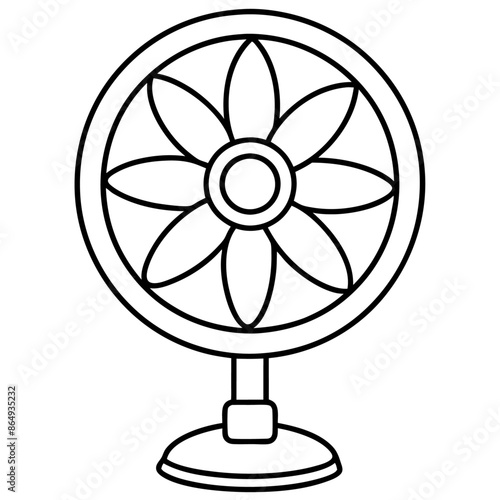 table fan outline coloring book page line art illustration digital drawing