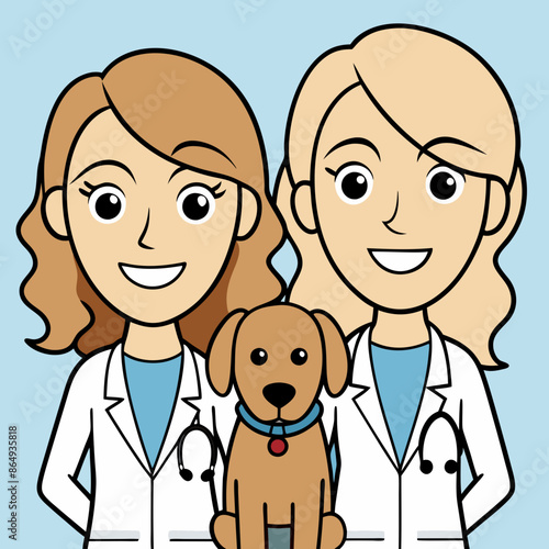 two-veterinarians-women-blond-thin-with-dog