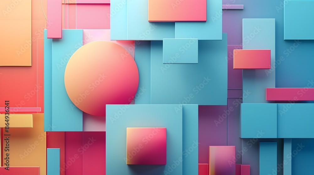 Striking Geometric Abstract Composition with Vibrant Contrasting Shapes and Gradients Striking Geometric Abstract Composition with Vibrant Contrasting Shapes and Gradients