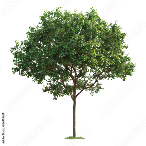 Green Tree with Lush Foliage isolated on white background