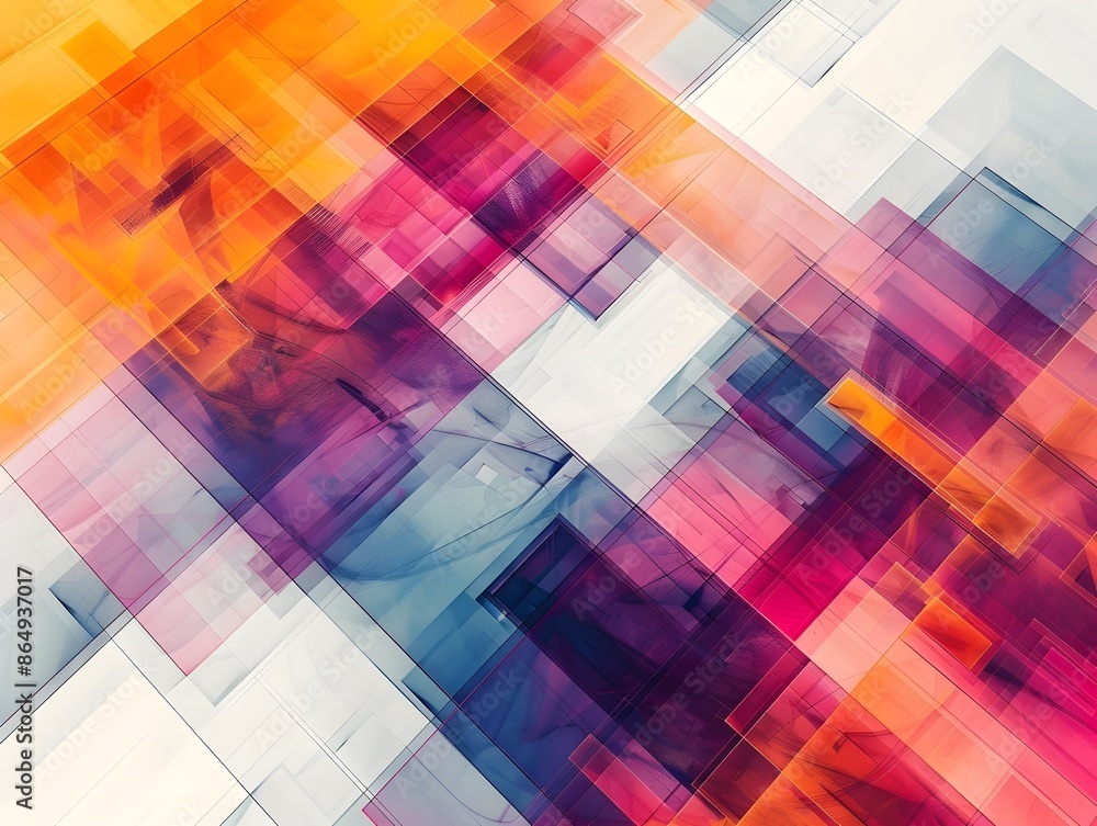 Vibrant Modern Abstract with Layered Geometric Patterns and Transparent Textures Vibrant Modern Abstract with Layered Geometric Patterns and Transparent Textures