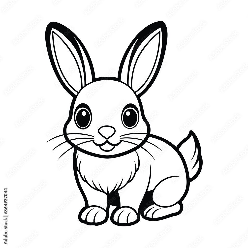 Fototapeta premium Cartoon Rabbit Sitting Vector Illustration