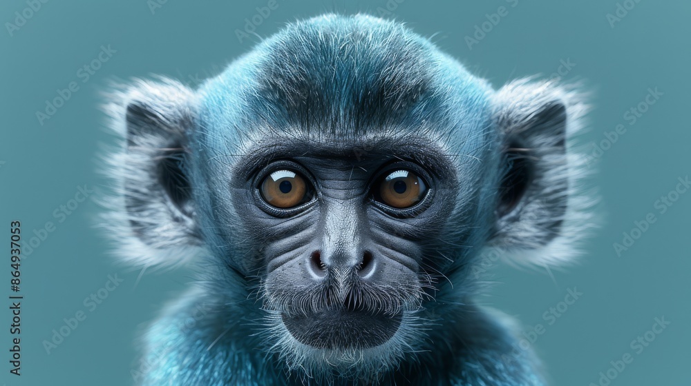 Portrait of a blue monkey with big eyes. Portrait of a blue monkey with big eyes.