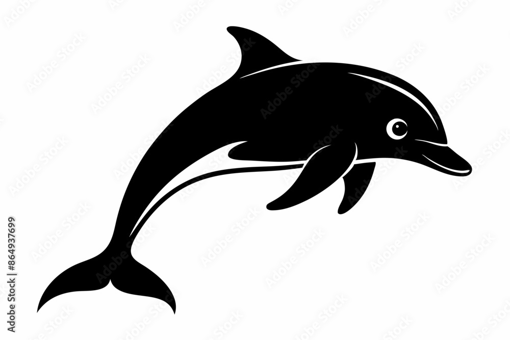 Fototapeta premium Dolphin fish silhouette vector, A Dolphin vector silhouette isolated on a white background