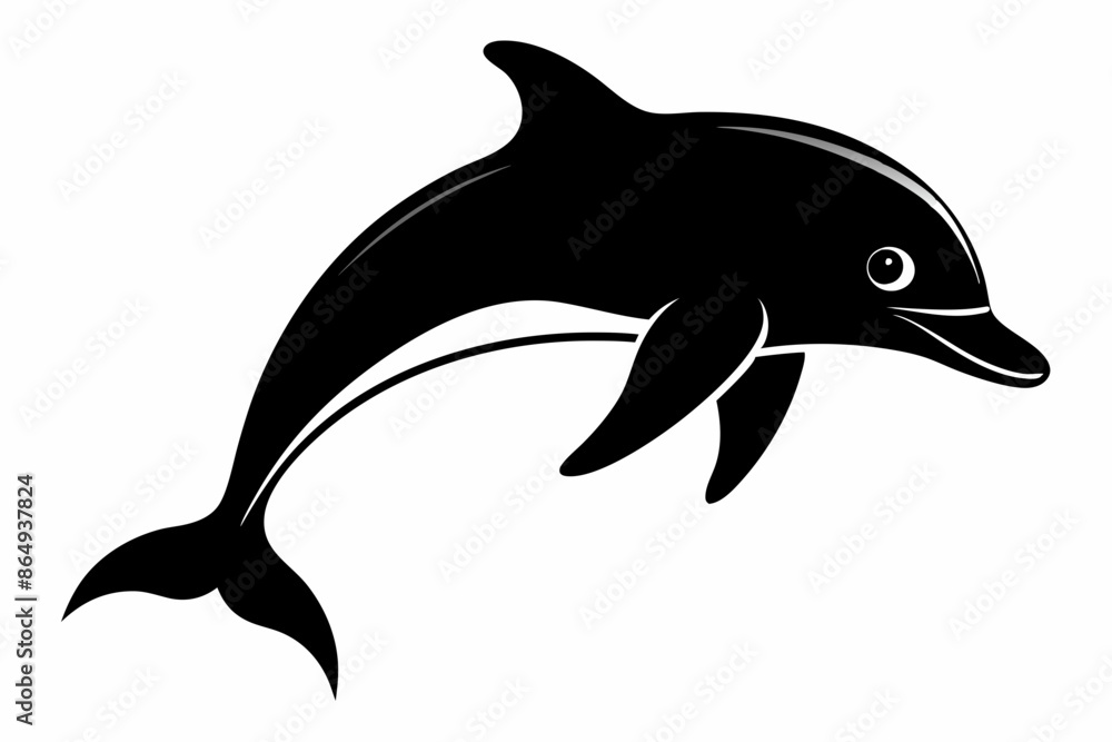 Fototapeta premium Dolphin fish silhouette vector, A Dolphin vector silhouette isolated on a white background