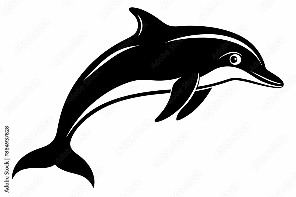 Naklejka premium Dolphin fish silhouette vector, A Dolphin vector silhouette isolated on a white background