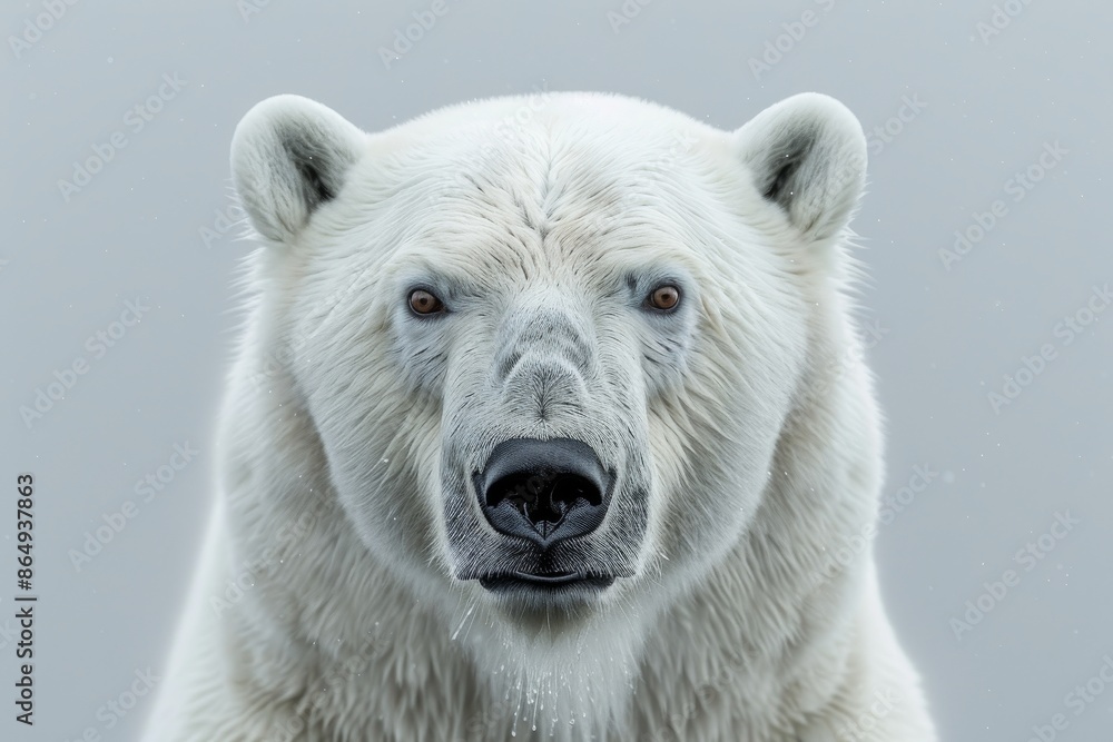 Large male polar bear looking at camera with snow falling Large male polar bear looking at camera with snow falling